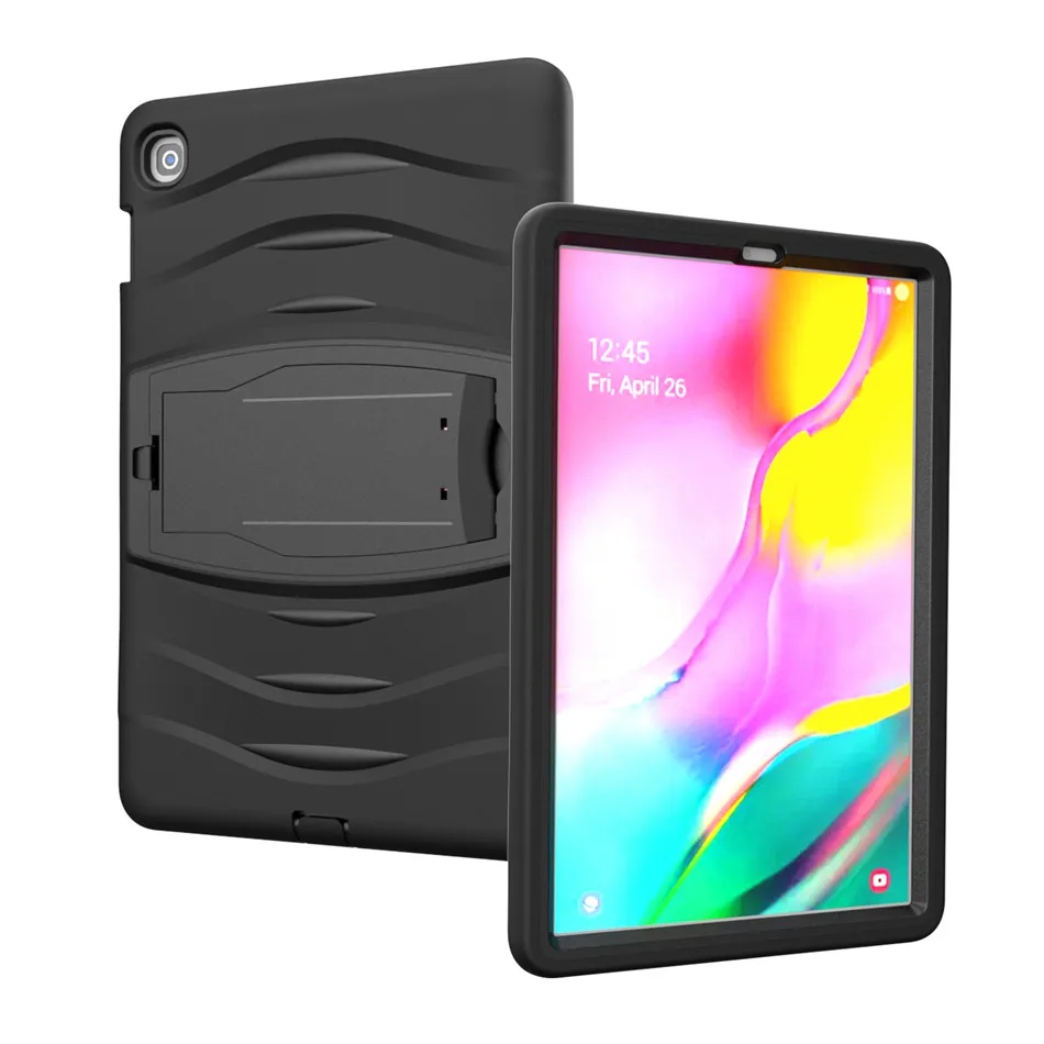 Черный Чехол для Samsung Galaxy Tab S5e 10,5 SM-T720 T725 Чехлы для планшетов противоударный Heavy Duty кремния PC подставка Стенд кожаный чехол Funda+ gfit - Цвет: Черный