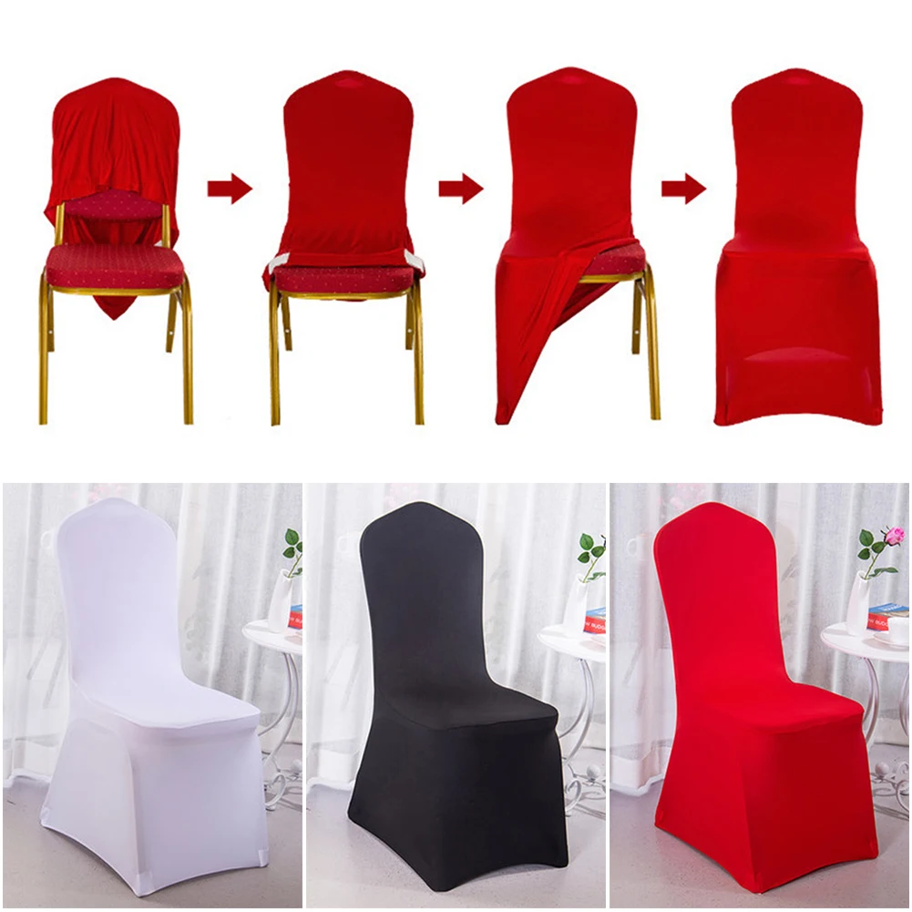 

Modern Solid Wedding Banquet Chair Cover Spandex Stretch Elastic Chair Covers for Banquet Hotel Office Kitchen Dining Seat Cover