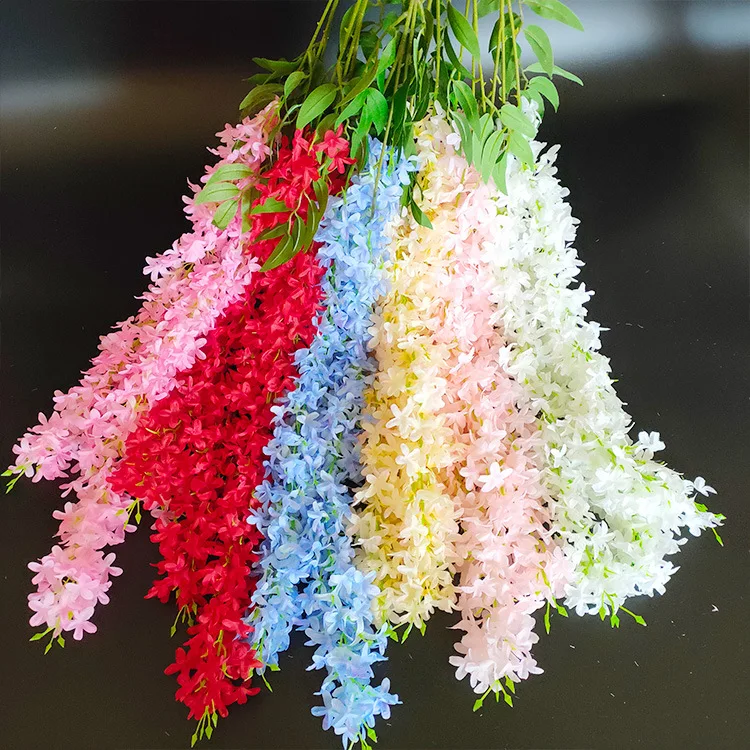 

120cm Flower String Artificial Wisteria Vine Garland Plants Foliage Outdoor Home Trailing Flower Fake Flowers Hanging Wall Decor