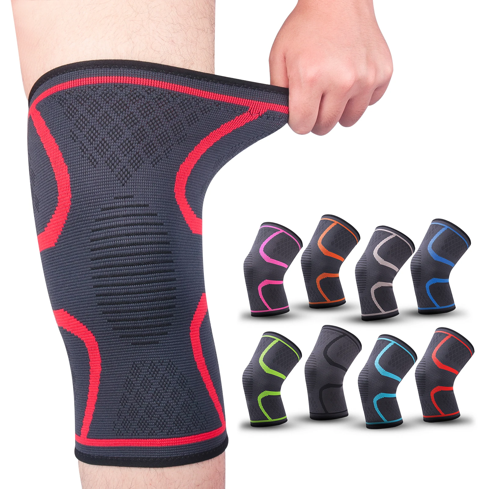 1pc Nylon Elastic Sports Knee Pads Breathable Support Knee Brace Running Fitness Hiking Cycling