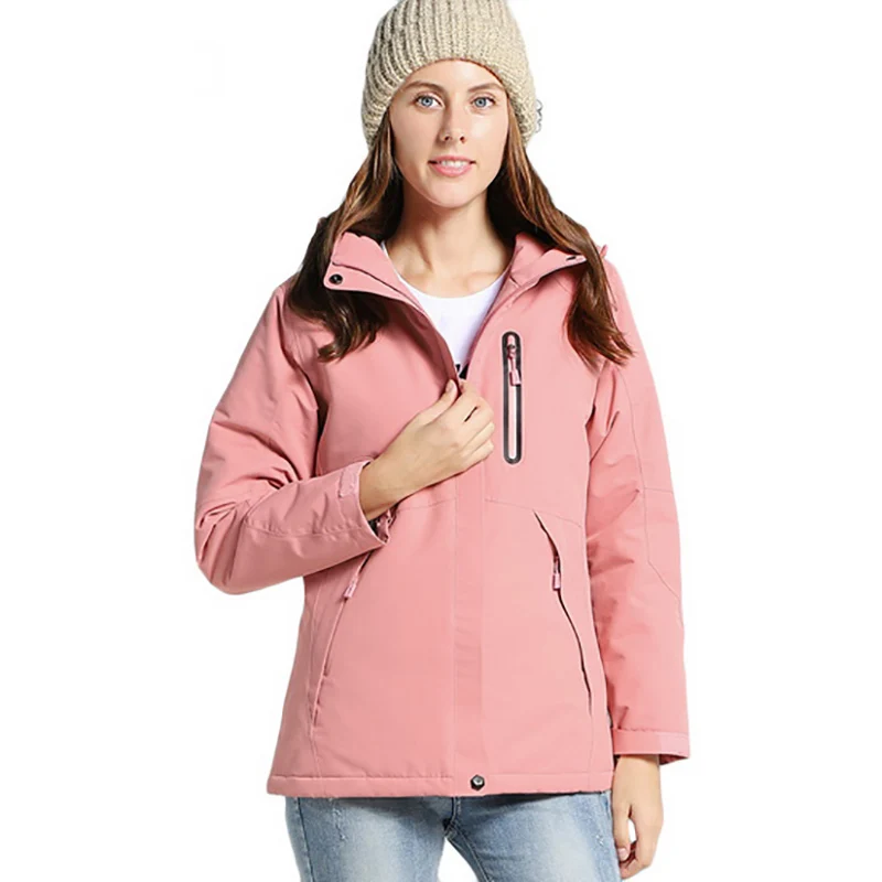 Куртка с подогревом USB для мужчин и женщин, зимний жилет с подогревом+ Размер, мужской пуховый хлопковый походный жилет, пальто, водонепроницаемая теплая куртка Chauffante - Цвет: Women Pink