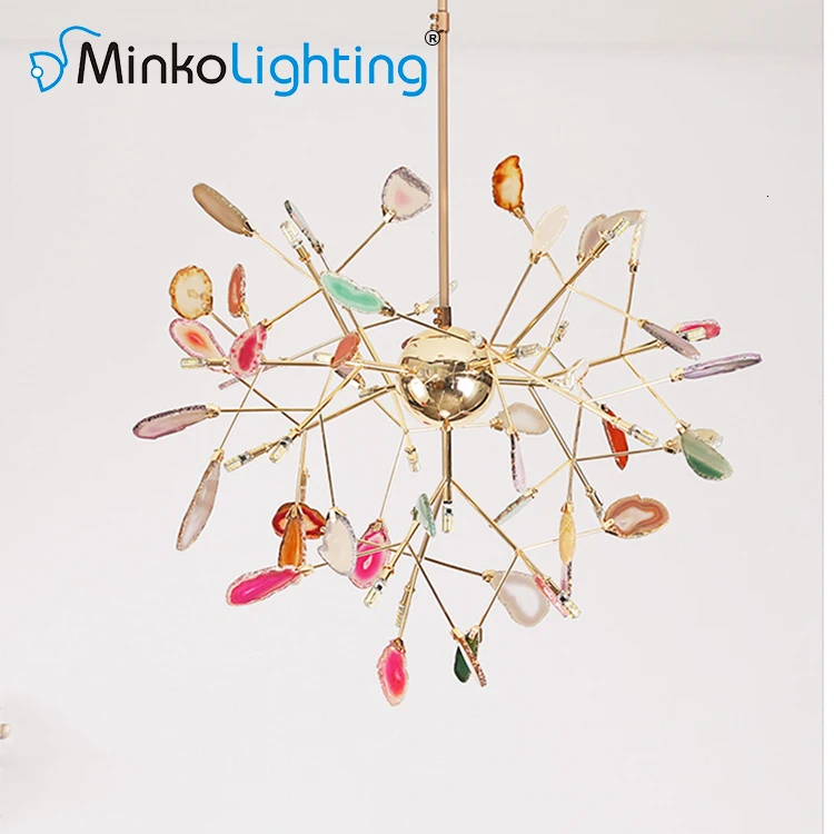 

Nordic Modern Luxury Led Pendant Light Iron Agate Led Pendant Lighting Lamparas De Techo Colgante lustre pendente