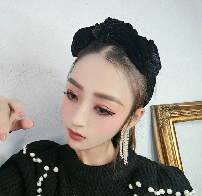 WHITNEY WANG дизайнерская стильная бархатная Цветочная повязка на голову для женщин повязка на голову обруч для волос