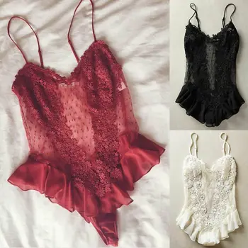 

2019 Summer New Women's Sexy Underear Solid Lace One Piece Intmate Wireless Adjustable Strap