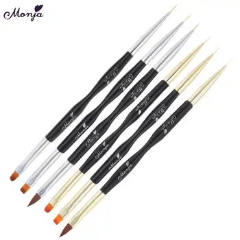 

Monja Dual End Nail Art French Stripe lines liner DIY Painting Brush Acrylic UV Gel Extension Builder Drawing Pen Manicure Tool