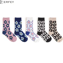 LERFEY носки с цветочным принтом дышащие красивые хлопковые носки эластичные забавные носки для студентов для женщин милые забавные носки новинка