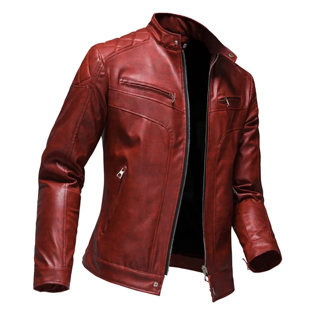 New Trend Men's  Skull Print Leather Coats Casual Motorcycle  Punk Style Leather Jacket EU Size S-2XL 3