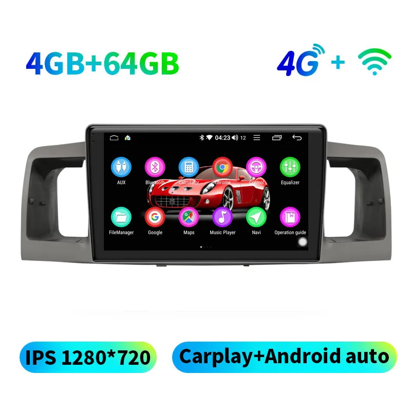Радуясь HD 9 ''головное устройство Android 8,1 1 din Автомобильный мультимедийный dvd-плеер gps авто радио для TOYOTA Corolla E120 e 120 wifi стерео - Цвет: JY-TO159N4GS