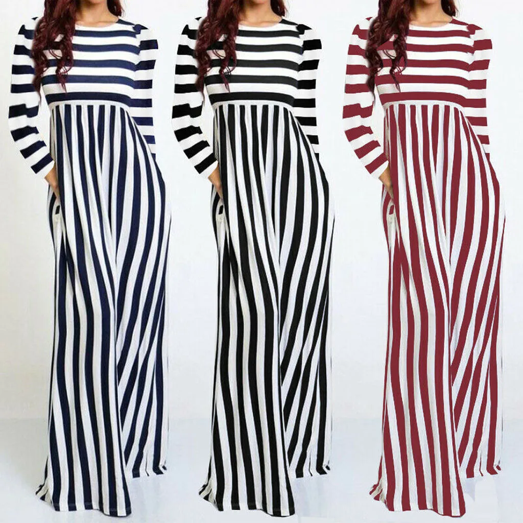 Womail платья осенние женские модные три четверти рукав лоскутное платье Макси boho o-образным вырезом длиной до щиколотки Кнопка халат femme boheme