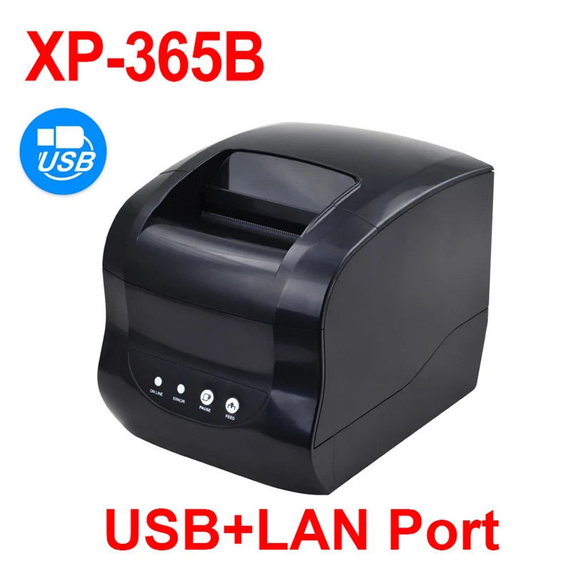 Термопринтер Xprinter 365B принтер штрих-кодов наклеек чеков поддержка 20-80 мм 2 в 1