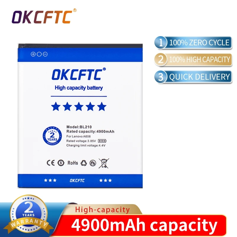 

2020 New 4900mAh BL210 Battery For Lenovo A536 A606 S820 S820E A750E A770E A656 A766 A658T S650 Phone Replace battery