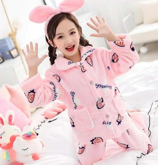 New Children's fashion flannel pyjamas thickened two peice suit for boys and girls - Цвет: 6