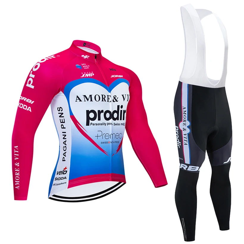 Зима, AMORE prodir TEAM, с длинным рукавом, для велоспорта, Джерси, велосипедные штаны, мужские, Ropa Ciclismo, термо, флис, Би, для велоспорта, Майо, кюлот