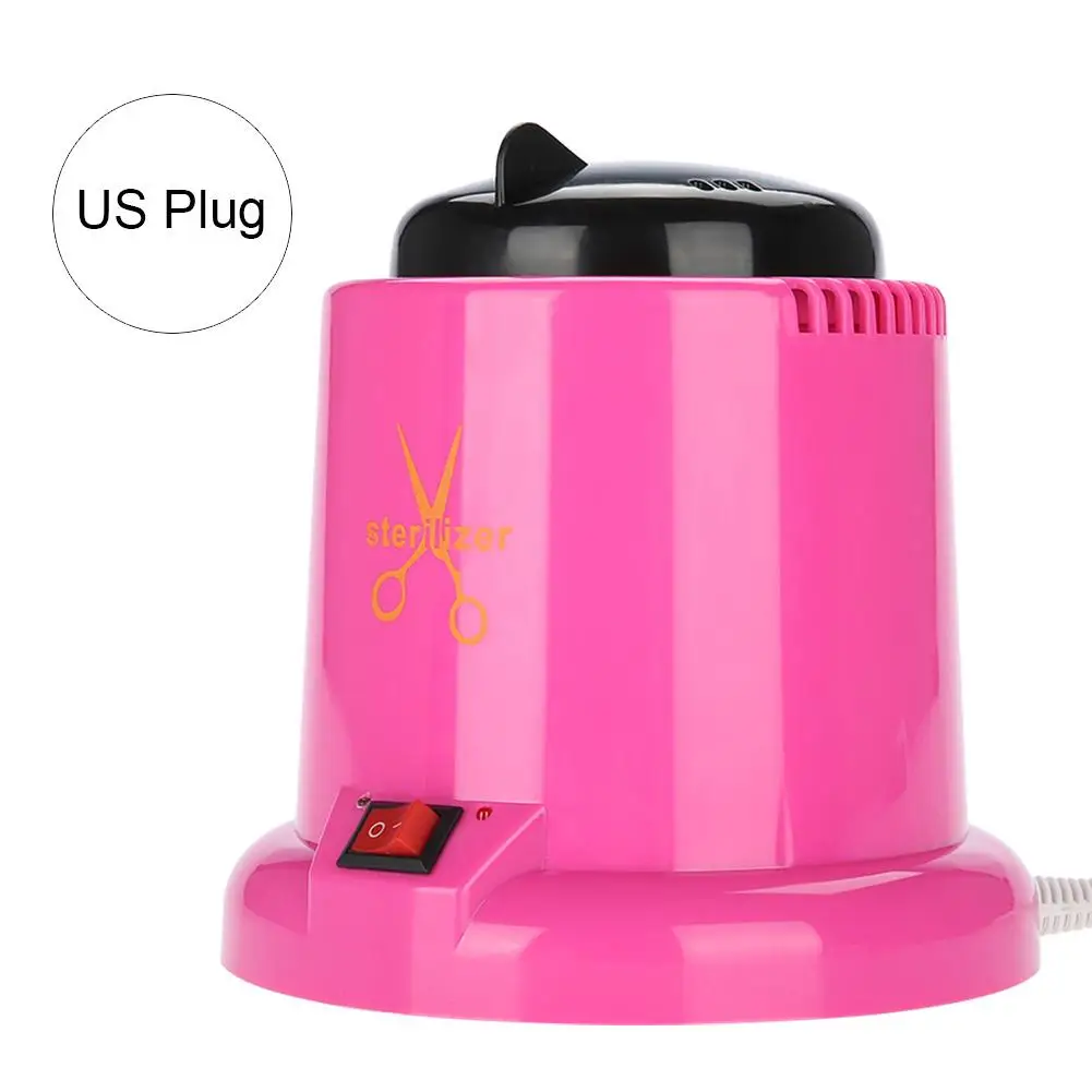 Manicure Vacuum Cleaner 2 Types Scissor Tweezers Nail Art Disinfecting Machine Manicure Metal Tools Sterilizer Box Rose Red - Цвет: US Plug Rose