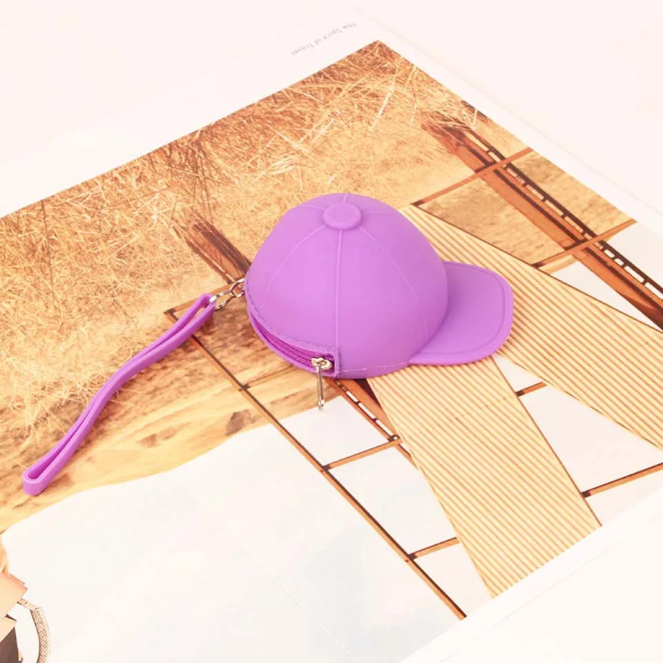 purple Силиконовый кошелек Милая шапка детская сумка для ключей Женский мини-кошелек на молнии креативный кошелек на молнии с рисунком - Цвет: purple