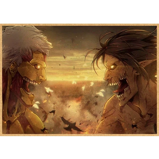 Attack on Titan Anime Poster Decor For Home Posters Room Wall Pictur Kraft Paper Retro And Prints Art Bar Cafe Stickers 7