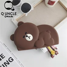 Q UNCLE/прочный Тонкий силиконовый чехол для мальчиков и девочек с рисунком медведя из мультфильма, Модный чехол-кошелек для ID карты с отделением для монет, чехол