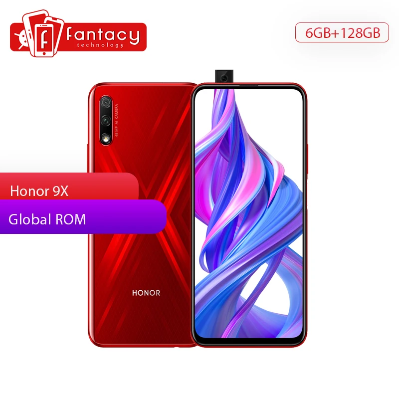 

Global ROM Honor 9X 6GB 128GB Smartphone 6.59'' Full Screen Kirin 810 4000mAh 48MP Front Elevating Camera Multiple Langue