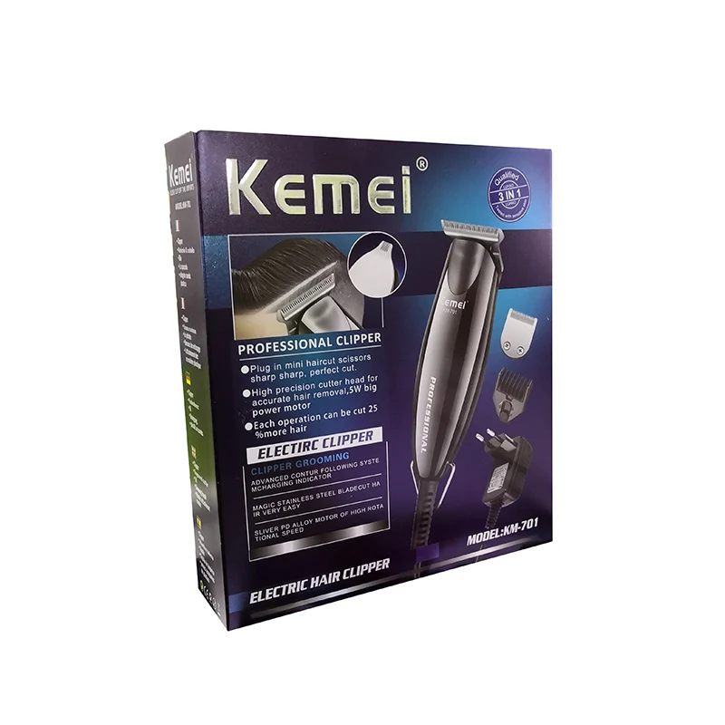 Kemei 3 в 1 триммер для волос профессиональные аккумуляторные триммеры 0 мм мощная электрическая машинка для стрижки волос Бритва моделирующая машинка для стрижки волос 38D - Цвет: silver-with box