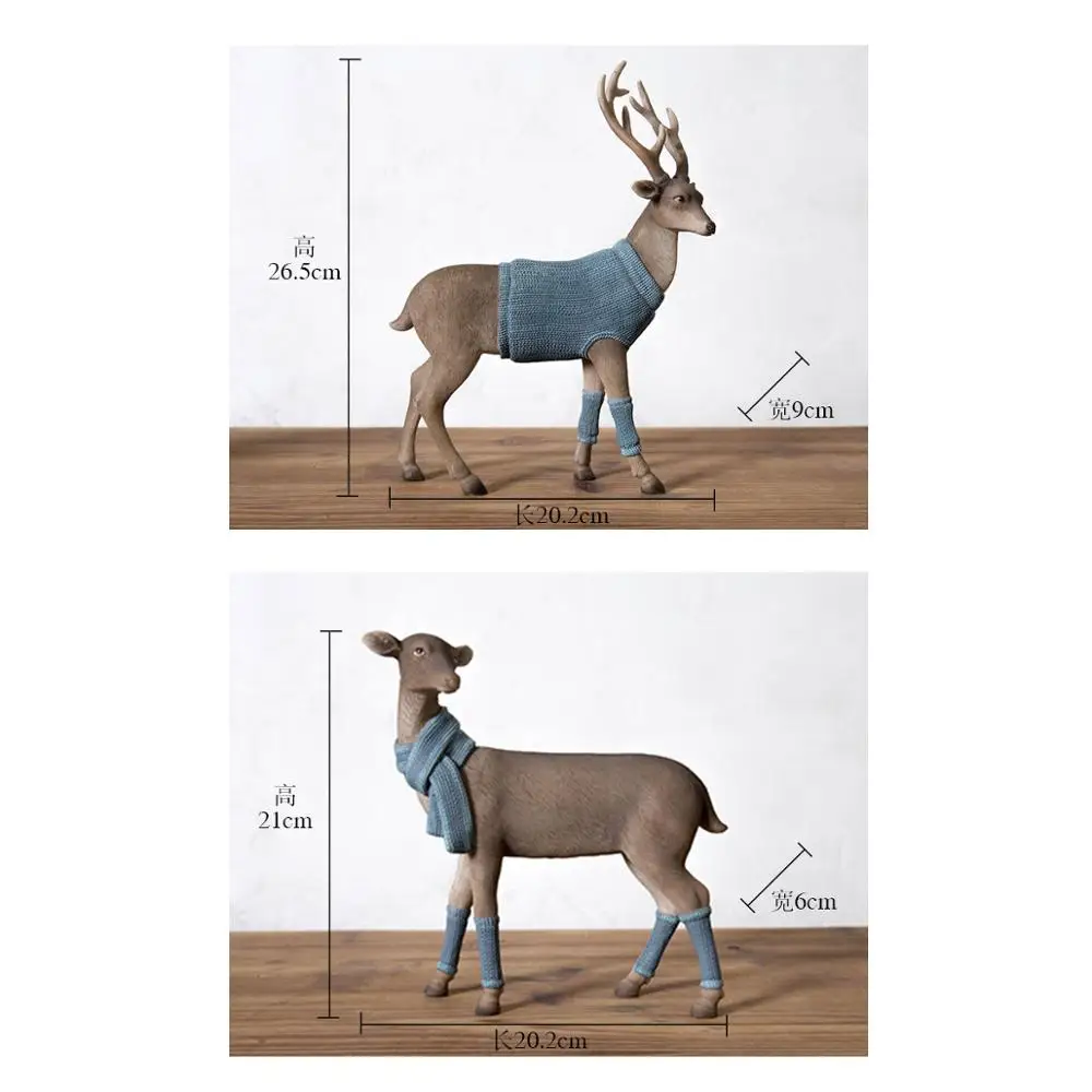 Nordic Resin Deer Model Figurines Home Decoration Accessories For Living Room Modern Elk Office Desk Decor Wedding Friends Gifts