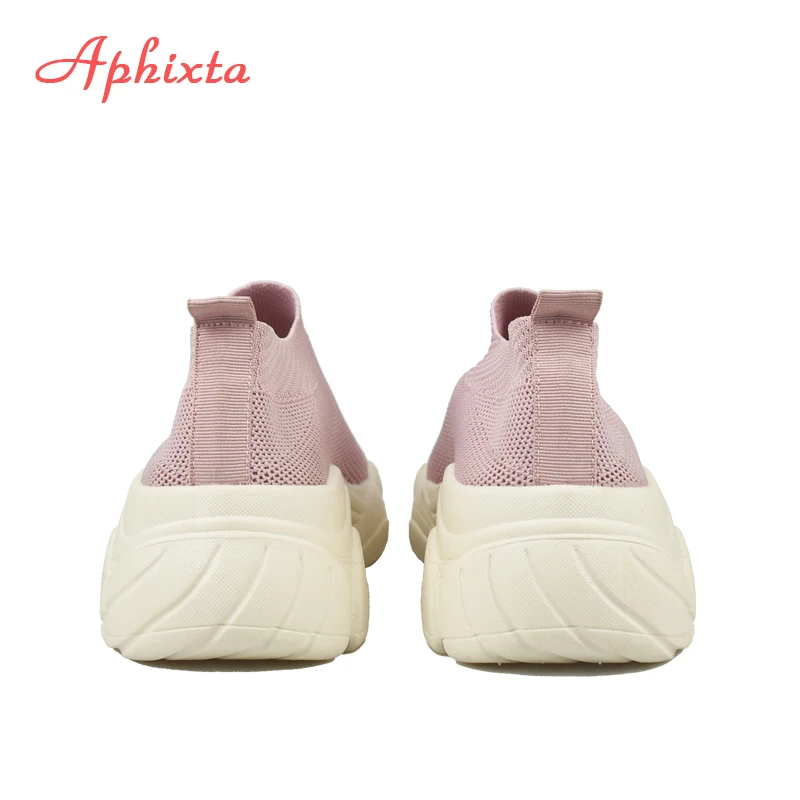 Aphixta/вязаные носки; женские кроссовки из эластичной ткани; женская обувь; дышащие мягкие туфли на плоской подошве; большие размеры 43