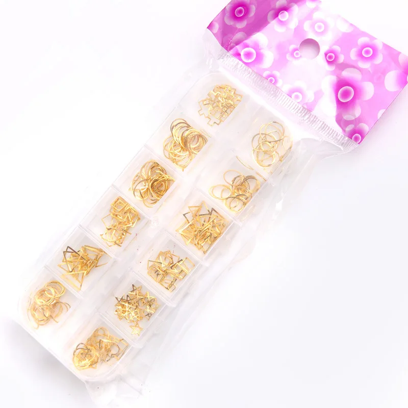 Kalvaro Nail DIY 3D украшения для дизайна ногтей Золото Серебро Аксессуары для маникюра пирсинг Золотое металлическое кольцо наклейки для ногтей 12 сеток/коробка для ногтей