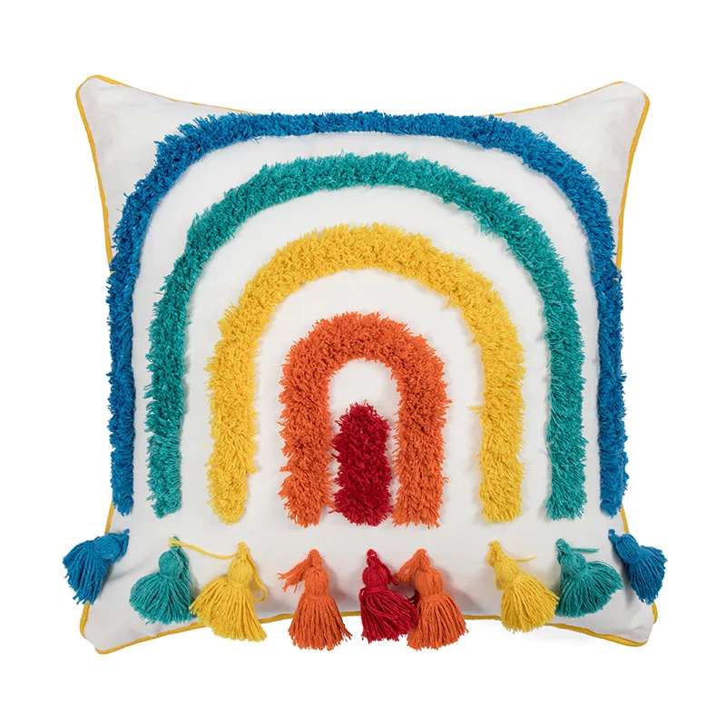 

Rainbow Decorative Home Cushion Sofa Throw Pillow Cushion Case Bohemia Pillow Cover 45x45cm Wedding Party Decor