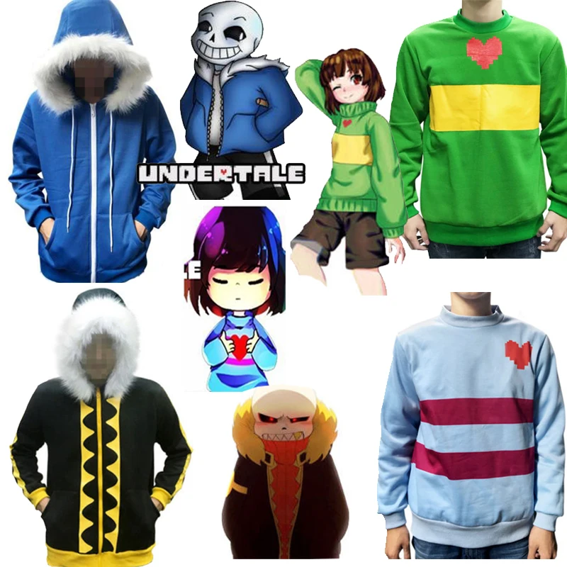 Лидер продаж костюм для косплея Undertale Sans Frisk Chara Papyrus Fall толстовка на молнии куртка