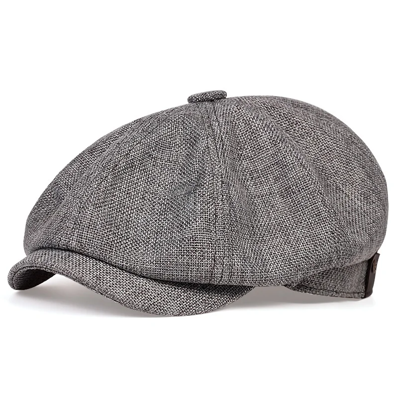 Men's Casual Newsboy Beret Hat Spring Autumn Thin Retro Unisex Octagonal