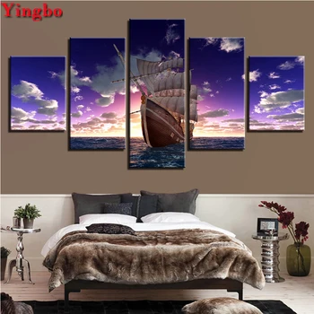 

5pcs 5D diamond Pictures Sailing Boat Diamond Painting full square drills Cross Stitch Diamond Embroidery Pattern Diamond Mosaic