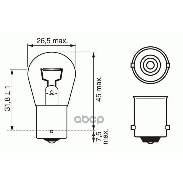 Лампа Накаливания 10шт В Упаковке P21w 12v 21w Ba15s Pure Light(Стандартные Характеристики) Bosch арт. 1987302201