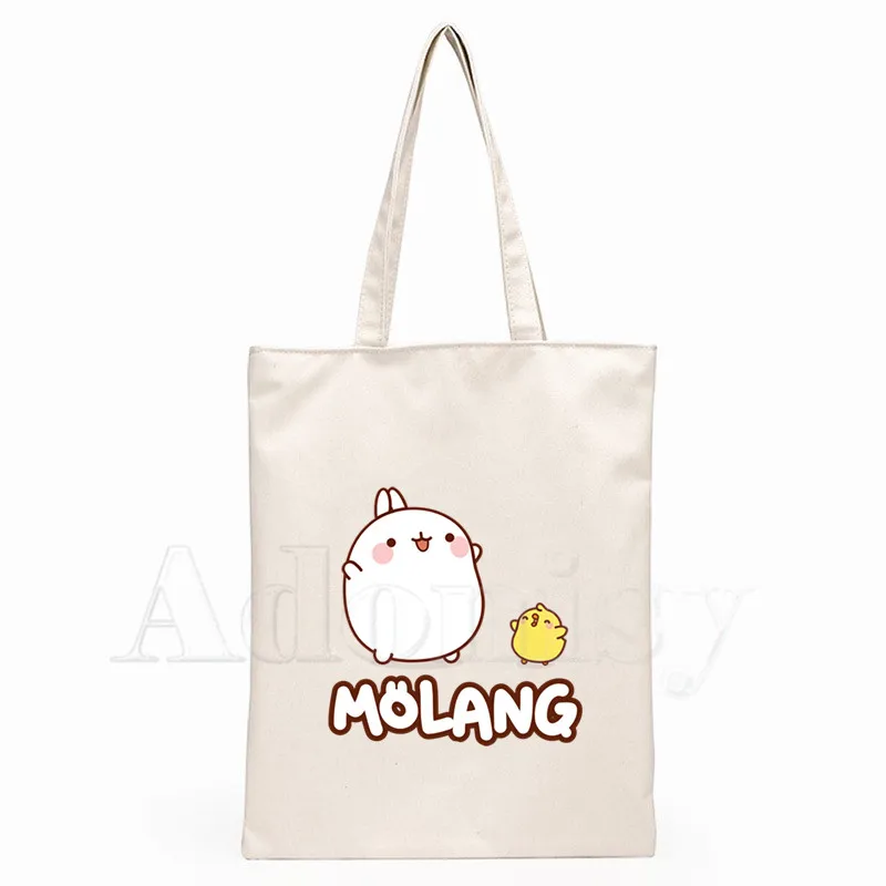 

Cartoon Molang and Piupiu Cute Rabbit New Arrives Art Canvas Bag Totes Simple Print Shopping Bags Girls Life Casual Pacakge