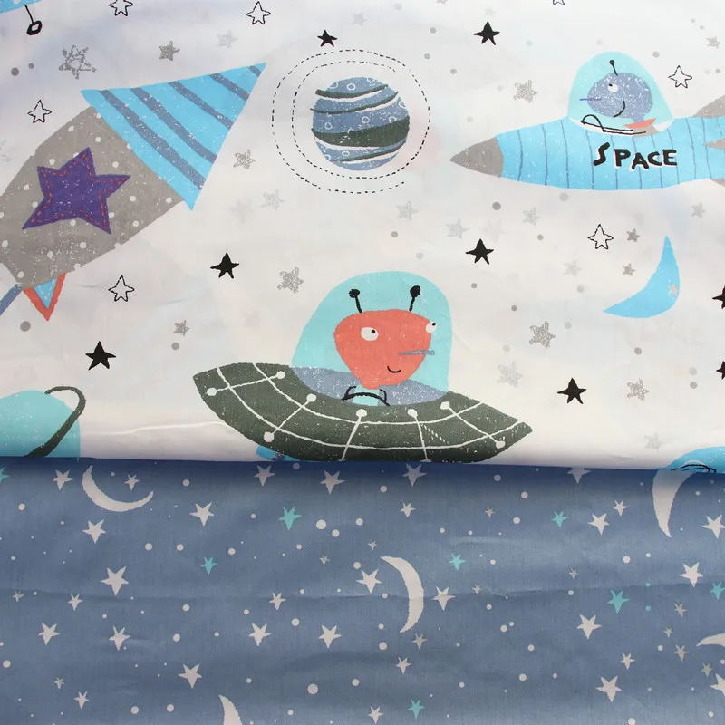 Spacecraft Printed Cotton Fabric For Making Dresses Cushions Blanket Sewing Baby Child Bed Sheet Textile