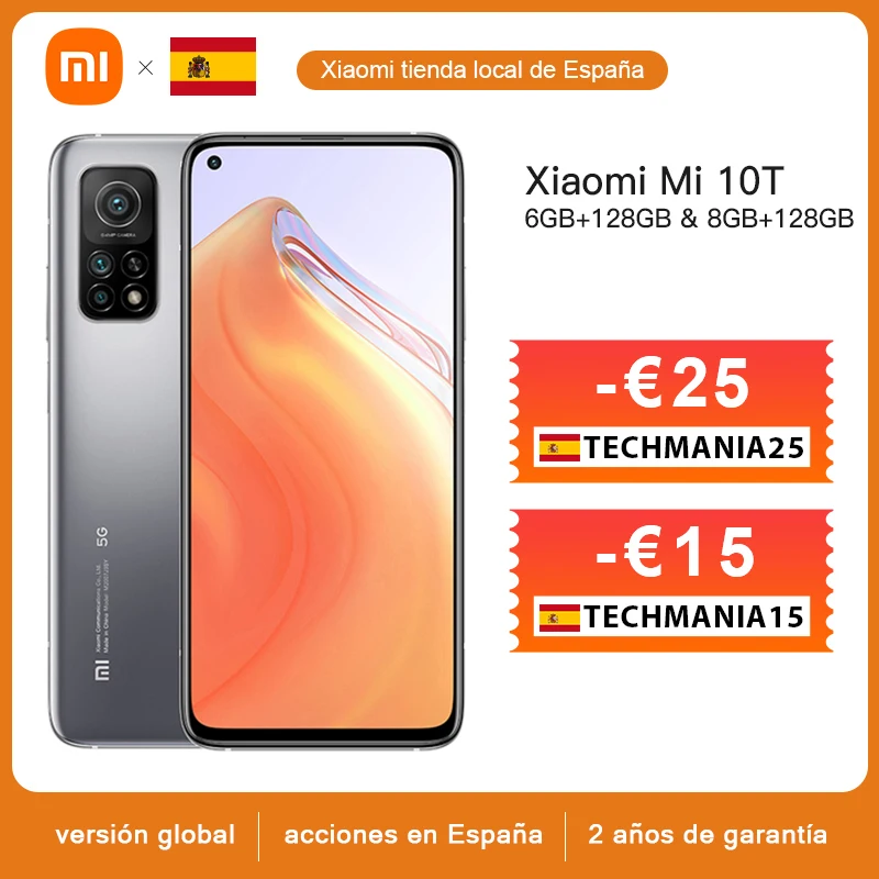 Xiaomi-Smartphone Mi 10T 5G, versión Global, Snapdragon 865, ocho núcleos, 144Hz, cámara trasera de 64MP, pantalla táctil de 6,67 pulgadas, 5000mAh