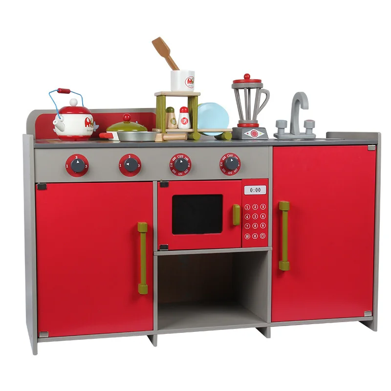 

New Style Large Size European Style Kitchen B- Wooden Children Model Kitchen Stove Play House Educational Interactive Toy