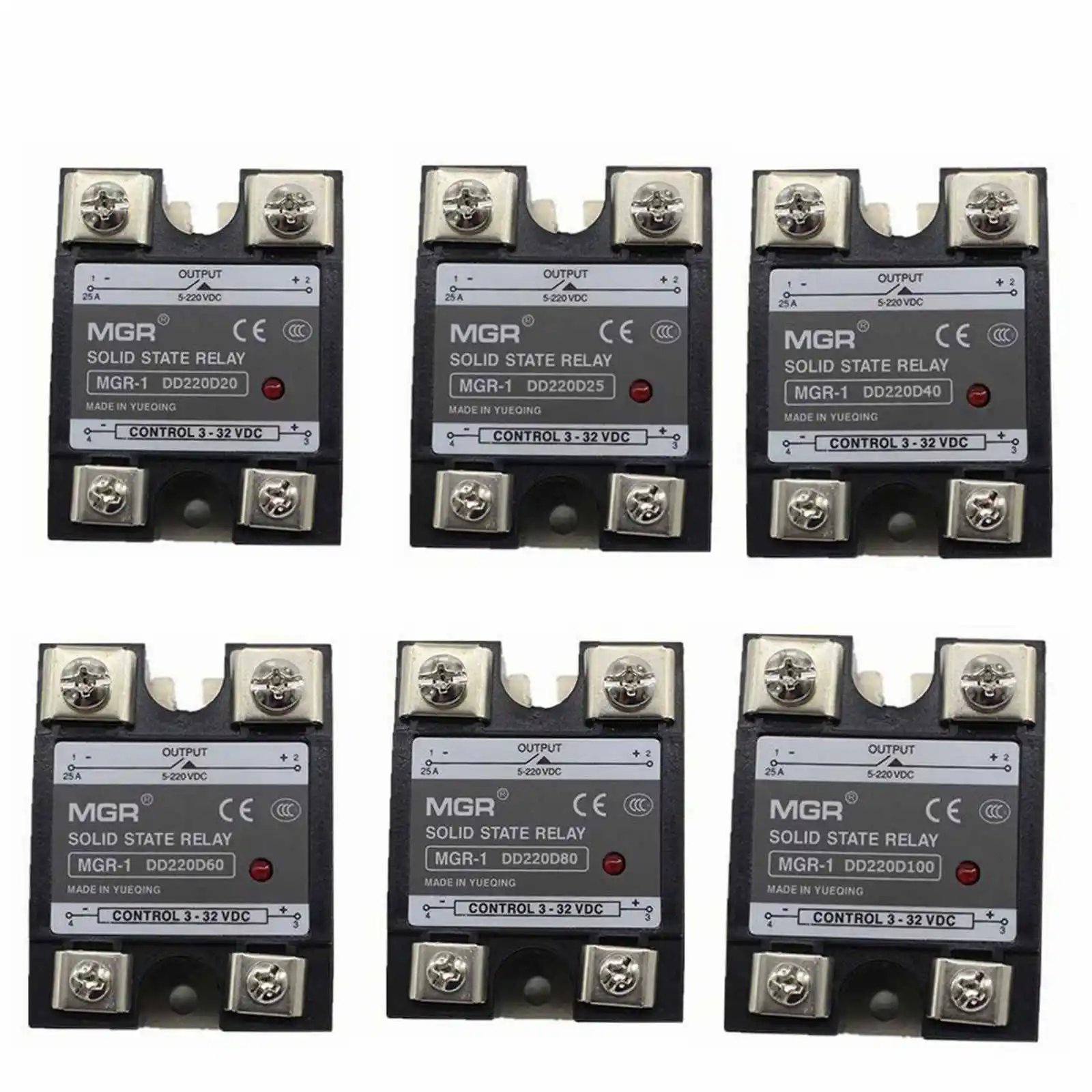 Dc To Dc Ssr 10/25/40/60/80/100A/120A 3-32Vdc Ingresso A 5-220Vdc Uscita Relè A Stato Solido Monofase + Coperchio Trasparente