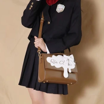 

Japanese Student Sweet Lolita Handbag Vintage Milk Bowknot Kawaii Girl Handbag Loli Cos Gothic Lolita Shoulder Bag