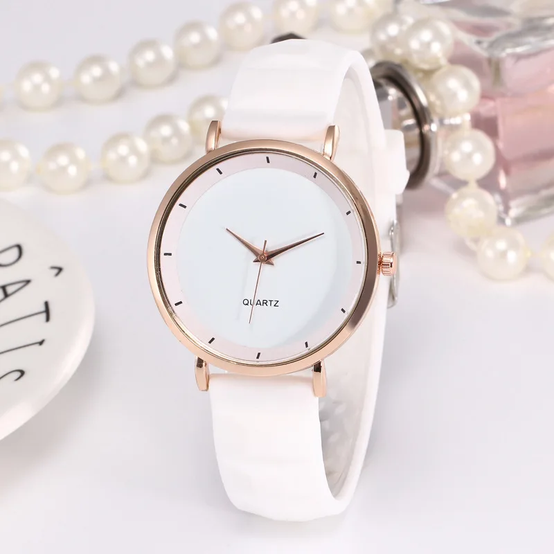 Новые простые женские часы модные элегантные розовые, золотые, женские часы женские повседневные силиконовые часы женские часы Reloj Mujer белые часы