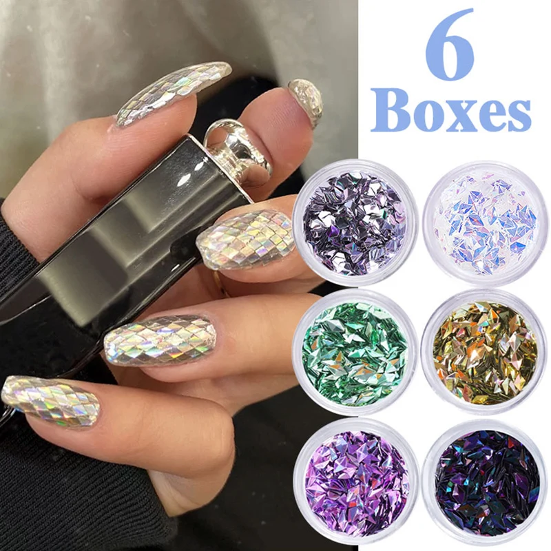 Flocos de pó Rosa Bonito Unha Brilho Conjunto Holográfica Manicure Ultra Fino Art Lantejoula Cromos Pigmento Thj99 6pcs 4 6pcs Rosa Bonito Prego Brilho Conjunto Unha