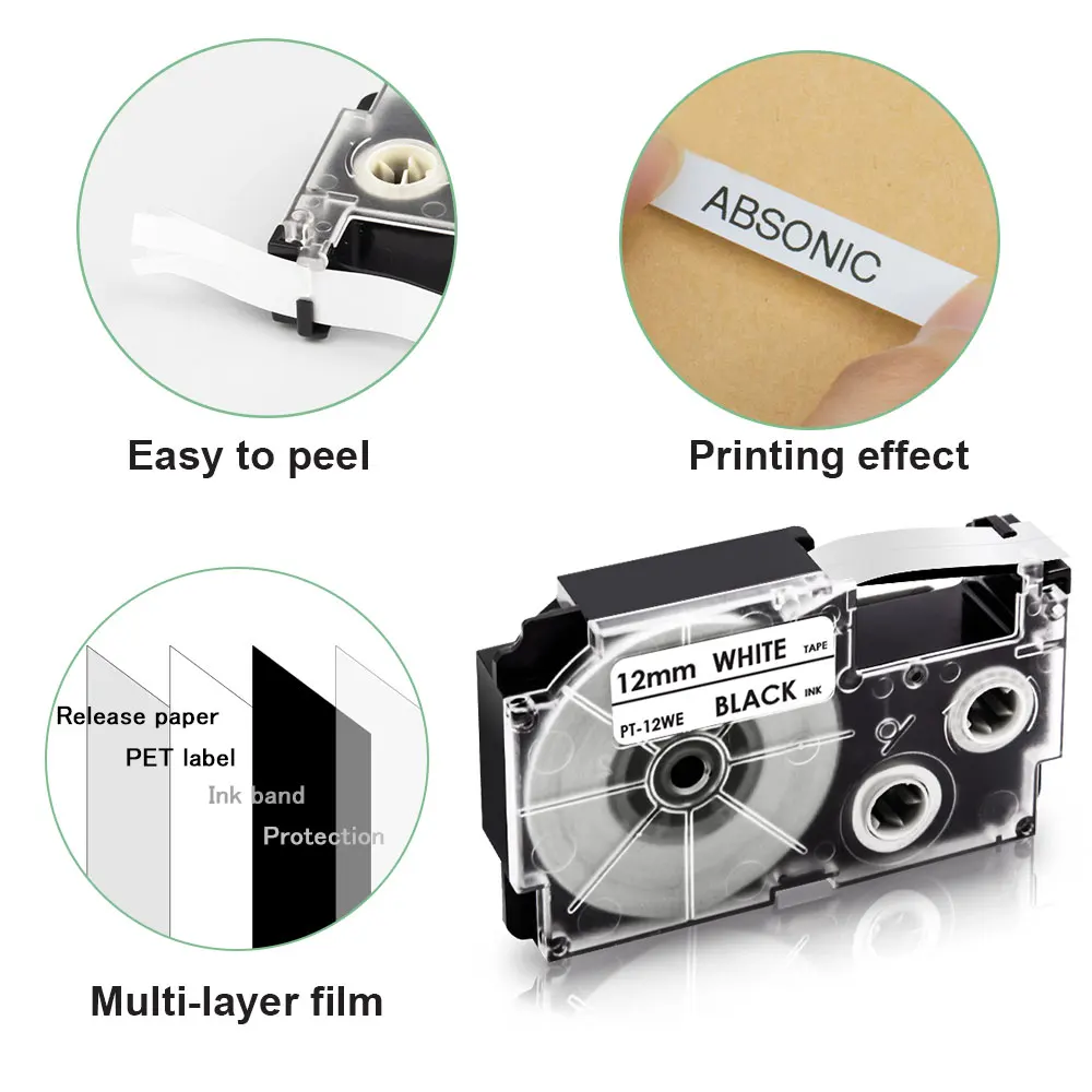 3 PK Xr-6we Compatible for Casio Label Tape Black on White 6mm X 8m Ship for sale online 