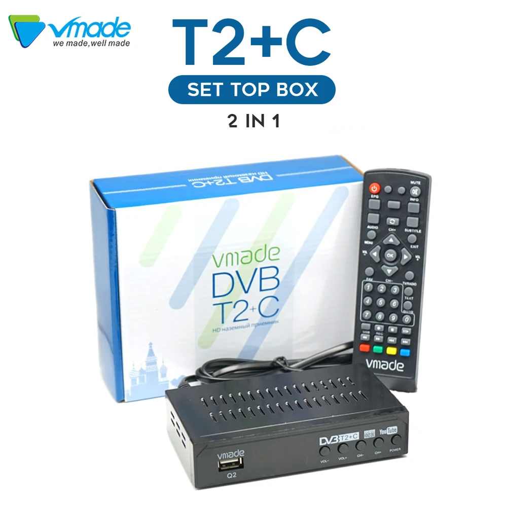 

Vmade DVB-T2/DVB-C HD TV Tuner Fully 1080P Digital Receiver WIFI TV Box Youtube AC3 Terrestrial Decoder For Hot sell Russia