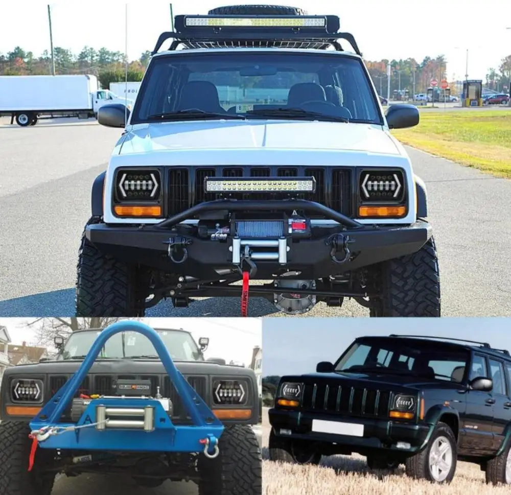 2 шт. 55 Вт 7x6'5x" светодиодный квадратные фары Halo DRL 86-95 для Jeep Wrangler YJ 1984-2001 Cherokee