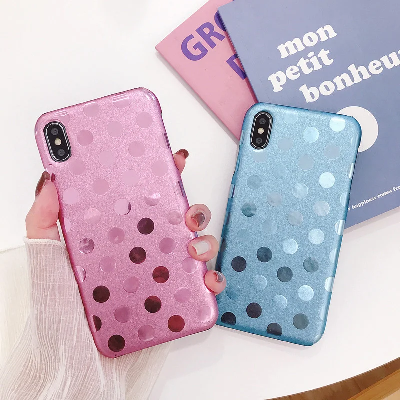 

Fashionable Case For iPhone XS Max Case Polka Dots PU Leather Case For iPhone 11 Pro Max Slim Back Cover Phone Shell Fundas Capa
