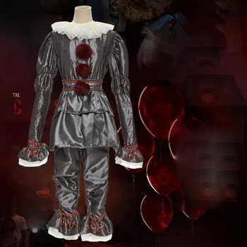 

Halloween Stephen King It Chapter Two 2 Horror Clown Cosplay Costume Joker Pennywise Adult Man and Women's Party Clothes Prop