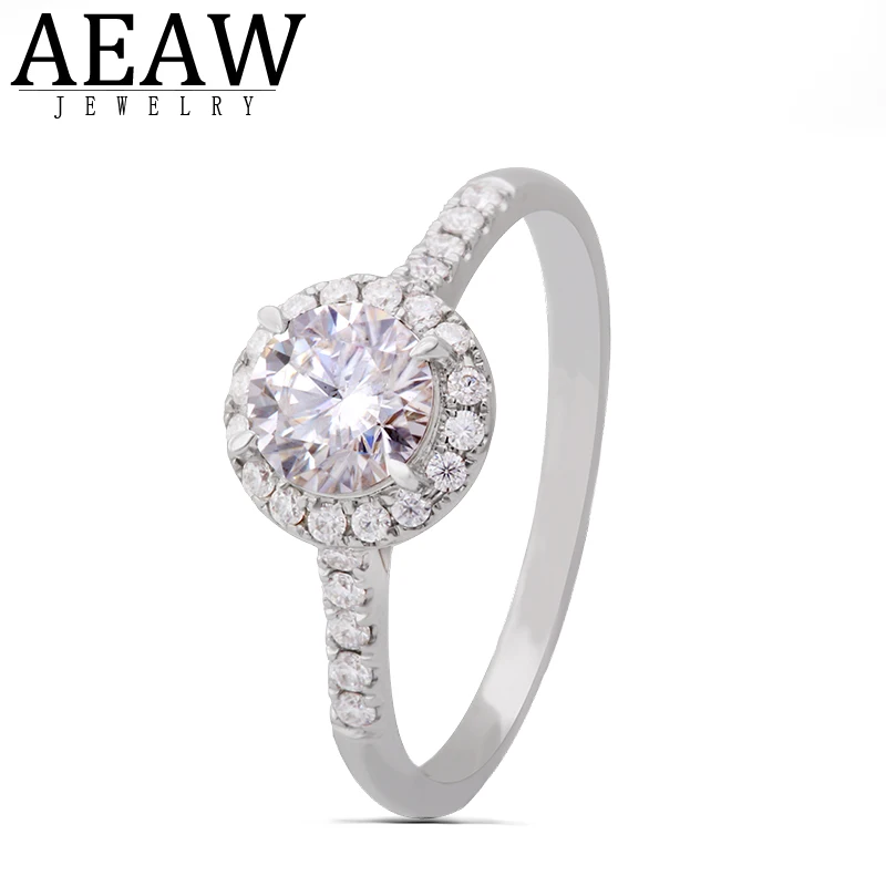Кольцо AEAW 1.0ct 6 5 мм Муассанит круглой бриллиантовой огранки покрытие из белого