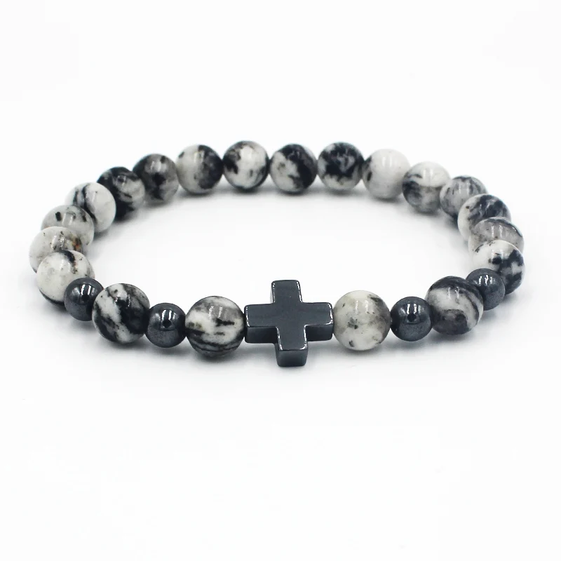 Молитвенный браслет для мужчин и женщин гематит крест четки натуральные камни