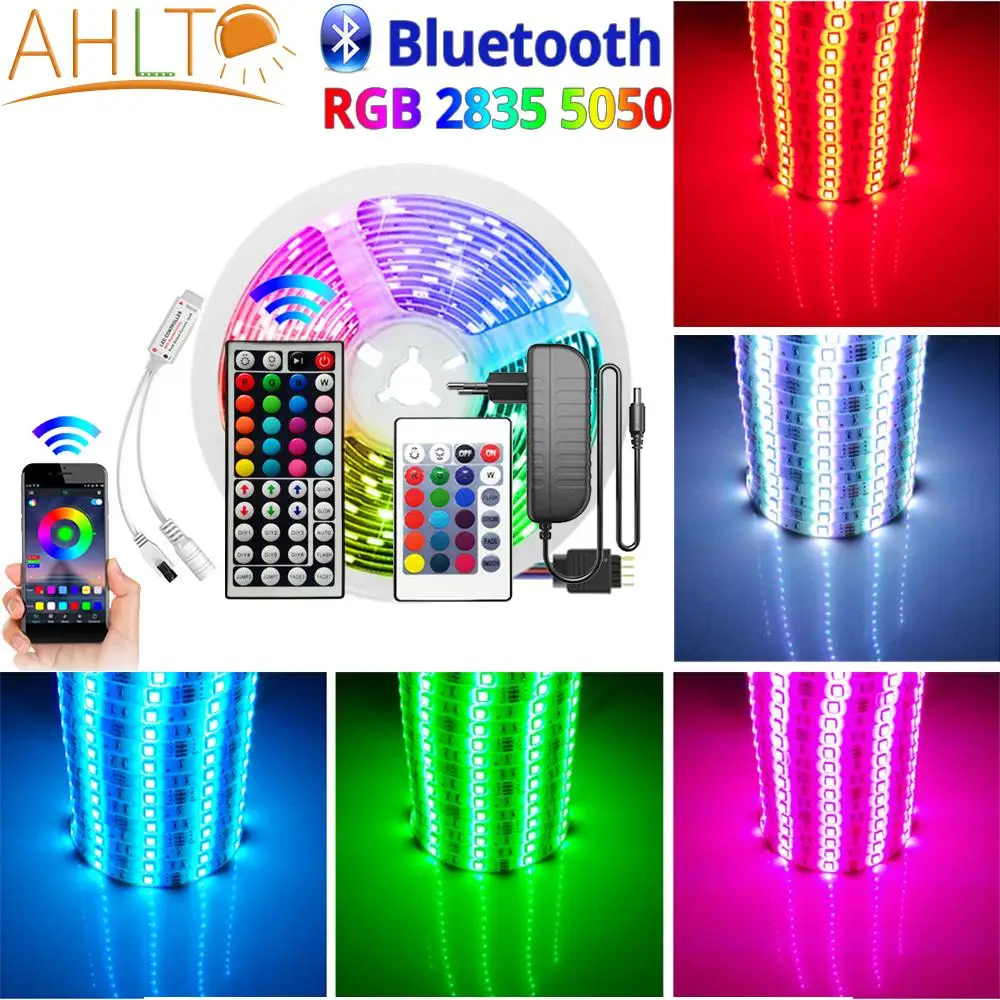 

Bluetooth RGB SMD 2835 5050 Waterproof LED Strip Lamp Diode Ribbon Flexible Controller Christmas Neon Light Sign Home Lighting