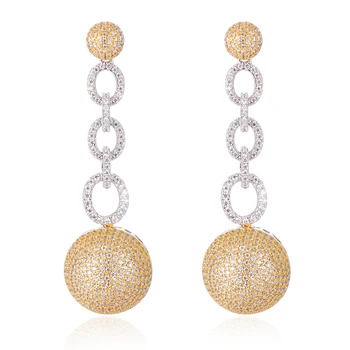 

GrayBirds New Brand Spherical Cable Chain Two-tone AAA CZ Earring For Women Circle And Circle Ball Jewelry MLE148
