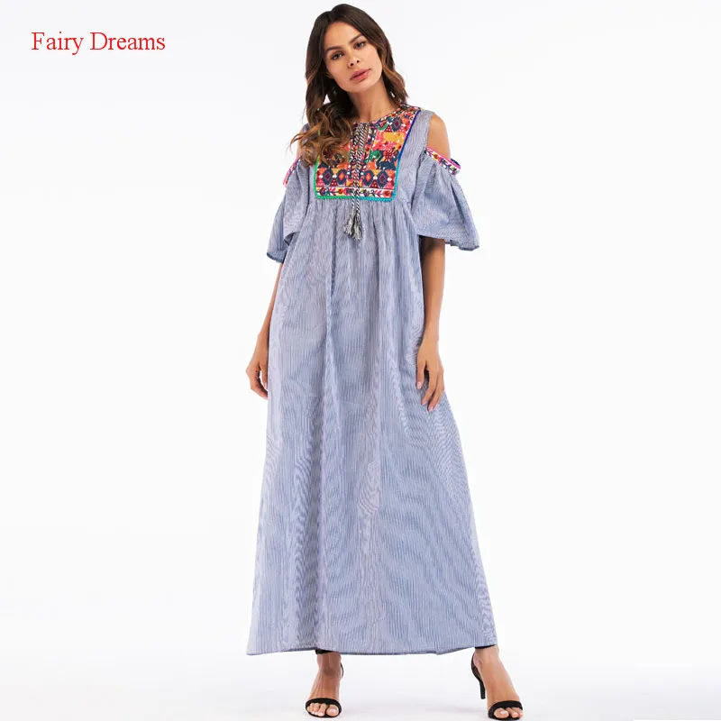 Сексуальное мусульманское платье Abayas Дубай длинное Макси с коротким рукавом