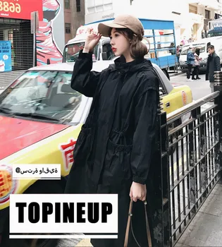 

2019 Fashion Hot Overcoat Korean Hooded Windbreaker Solid Color Hood Plus Size Female Long Trench Coat